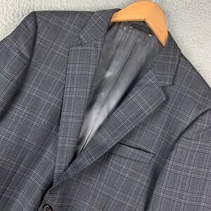 Hugo Boss James Sport Coat 40R Gray/Blue Plaid Tesse Wool Blazer 2-Button Jacket